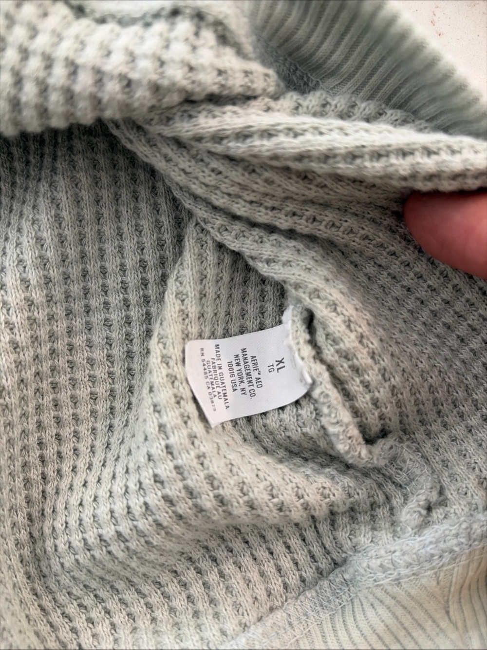 aerie Light Gray Waffle Crewneck Sweatshirt - Picture 4 of 8